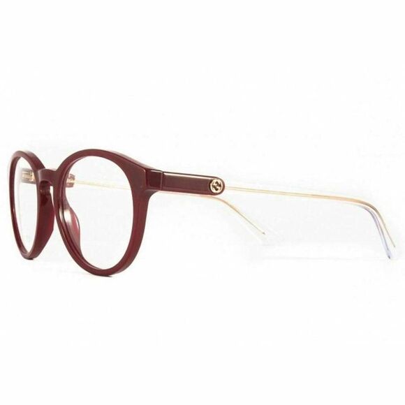 Gucci Burgundy Frame & Demo Lens Gg0485o 004 Women's Round Eyeglasses - Picture 3 of 5
